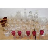 A quantity of cut glass and crystal drinking glasses to include wine glasses, whisky tumblers,