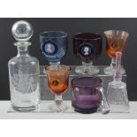A quantity of Wedgwood glass to include a royal coat of arms decanter celebrating the Silver