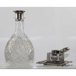 An Edward VII hallmarked silver and glass inkwell, Charles Westwood & Sons,