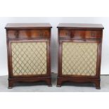 A pair of reproduction mahogany inlaid cabinets,