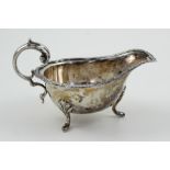 A George VI hallmarked silver sauce boat, Sheffield 1945-46, maker's mark rubbed, approx 7.2ozt.