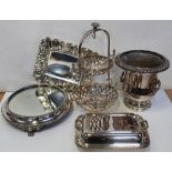 A quantity of silver plate to include a large wine cooler (af),