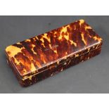 A late 19th century tortoise shell jewellery box, stamped 'Liverpool' to the internal lip,