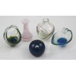 A collection of Mdina and Caithness studio glass to include a Caithness 'Moon Probe' paperweight