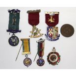 Five silver gilt and enamelled Masonic jewels for various lodges and dates to include University of