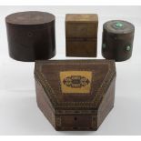 A late 19th century rosewood Tonbridge ware box, width 22cm,