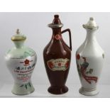 Three Chairman Mao period wine bottles to include a plain white example with jug pouring lid