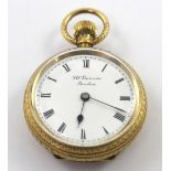 A JW Benson of London 18ct gold ladies' fob watch, marked 18ct to the inside of the case,