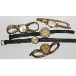 Five ladies' vintage wristwatches,