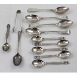 A set of five Georg Jensen Danish sterling silver teaspoons,