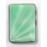 A George V hallmarked silver and enamel decorated cigarette case of rounded rectangular form,