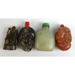 WITHDRAWN - Four Chinese polished hardstone large snuff bottles each approx 9.5cm (4).