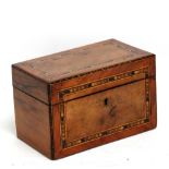 A Victorian walnut and inlaid two division tea caddy, width 20.5cm.Additional InformationHinges