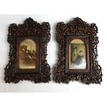 A pair of late 19th century Anglo-Indian carved and pierced wooden photograph frames, each frame