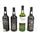 Four bottles of port comprising Fonseca Guimaraens 1984, Delaforce 1985, Tanners Fine Reserve and