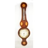 THOMAS ARMSTRONG & BRO OF MANCHESTER; an Edwardian inlaid mahogany banjo thermometer and