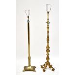 Two brass standard lamps.