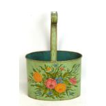 A decorative tolleware floral painted bucket, height 41.5cm.