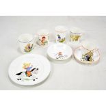 MABEL LUCIE ATTWELL FOR SHELLEY; a group of children's porcelain comprising tea cup and saucer