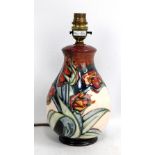 MOORCROFT; a tubeline decorated 'Red Tulip' pattern lamp base with impressed marks and year cipher