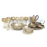 A small quantity of silver plate including goblets, basket etc.