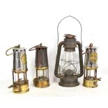 Three Protector Lamp & Lighting Co Ltd Eccles miners' safety lamps, two type SL and one type GR6S,