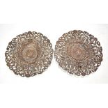 COALBROOKDALE; a pair of pierced foliate motif plates, both stamped with manufacturer's mark and