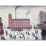 LAURENCE STEPHEN LOWRY RBA RA (1887-1976); a signed limited edition coloured print, 'Mill Scene',
