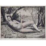 MURIEL MINTER (1897-1983); a signed etching, 'Reclining Nymph', dated 1929 lower right, artist's