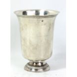 A 19th century French silver beaker with trumpet bowl and gadrooned spreading circular foot,