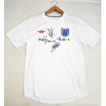 JIMMY GREAVES, SIR BOBBY CHARLTON, ALAN SHEARER & KEVIN KEEGAN; a multi signed replica England