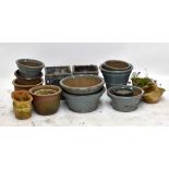 A group of garden plant pots and small planters, mainly ceramic (18).