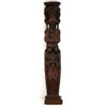 A Victorian carved oak figural capital, height 84cm.