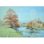 ROBERT 'BOB' RICHARDSON (born 1938); pastel study, a view of Bolton Abbey from the banks of the