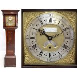 An 18th century oak and mahogany cross-banded thirty-hour longcase clock, the twelve inch brass dial