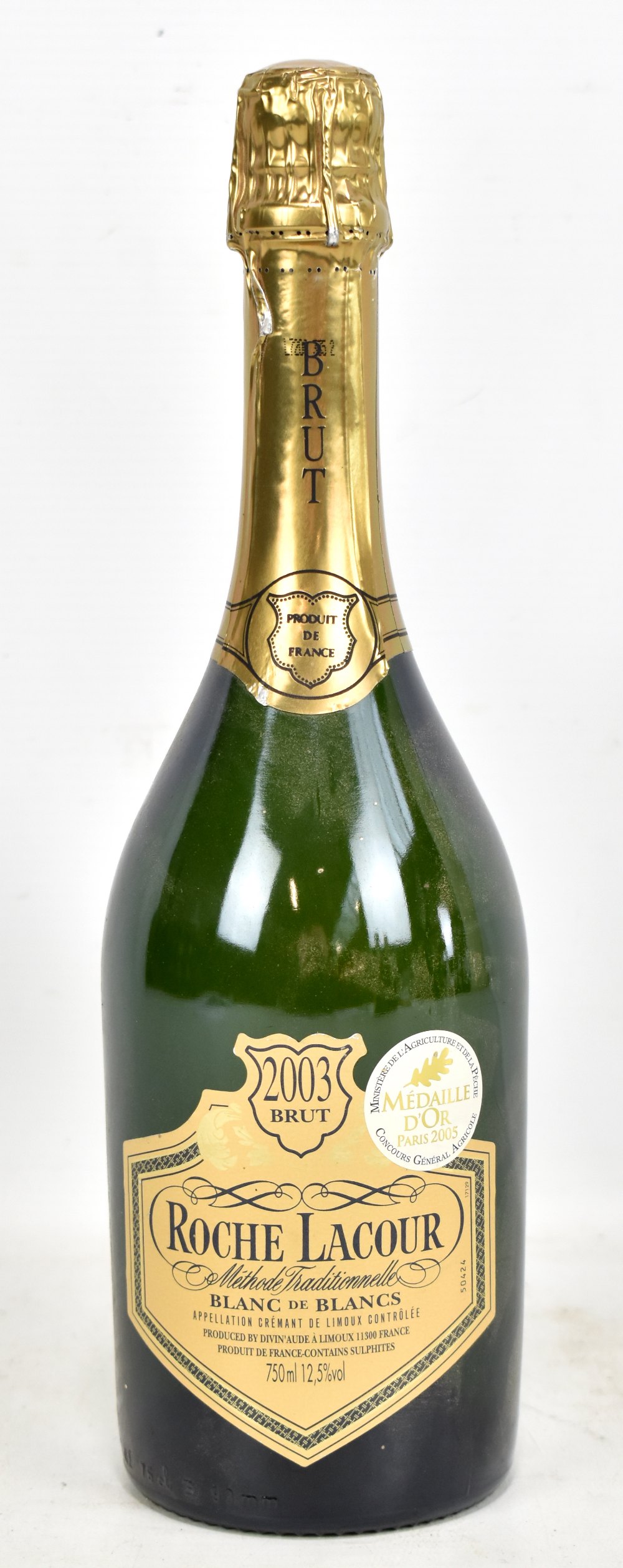 ROCHE LACEOUR; a single bottle of 'Blanc de Blancs' 2003 Brut sparkling wine, 750ml 12.5%.