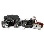 A group of cameras to include a cased Zeiss Ikon Movinette No.8 video camera, a Bell & Howell