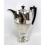 JAMES DEAKIN & SONS; a George V hallmarked silver coffee pot with gadrooned detail on loaded oval