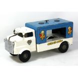 TRI-ANG; an ice-cream van in blue and white livery with original decals, length 37cm (af).Additional