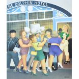 BERYL COOK (1926-2008); a signed limited edition print, 'Hen Night', a group of women entering the