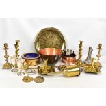 A group of metalware including a gold plated Gubelin Mystery Floating Turtle water clock, two