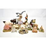 A small group of Lilliput Lane cottages and further animal figures including two Country Artists