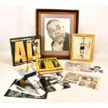 A collection of boxing ephemera including a large black and white signed photograph of Joe Louis,