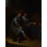 FOLLOWER OF DAVID TENIERS II; oil on panel, peasants seated at a table in an inn, unsigned,