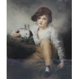 ELLEN JOWETT; a signed mezzotint, 'Boy and Rabbit' after Sir Henry Raeburn, copyright 1923 by