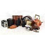 A small group of scientific instruments including cased pair of Zenith 7x50 field binoculars, a
