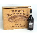 DOW'S; a crate of twelve bottles of 1978 vintage port.
