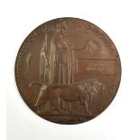 A WWI Memorial Plaque awarded to Arthur Henshall in original card of issue.