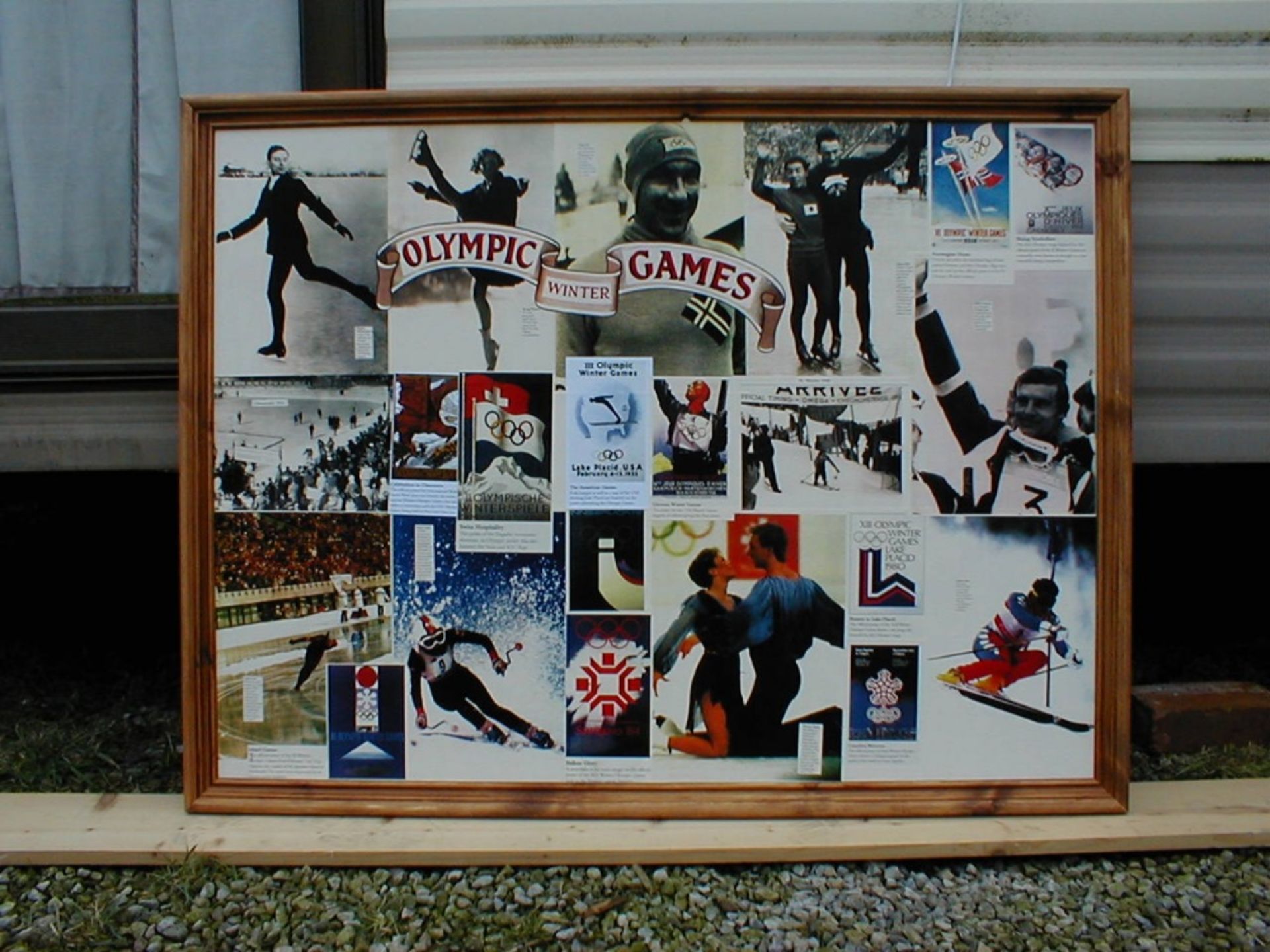 Winter Olympics montage, framed and glazed, 135 x 100cm.