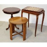 A contemporary Italian-style inlaid side table on cabriole supports,